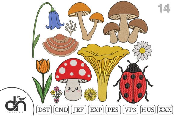14 Tiny Mushroom Floral Embroidery Set Review
