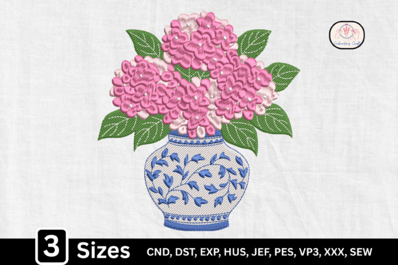 Pink Floral Bouquet Hydrangea Vase Embroidery Review
